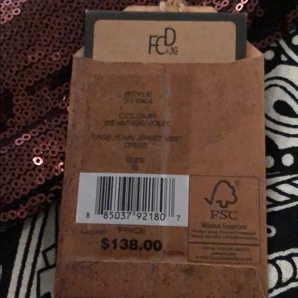 SALE💗 FRENCH CONNECTION RUST SEQUINED MINI DRESS - Picture 7 of 8